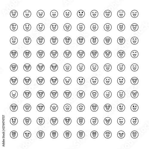 emoticon icons circle face set line