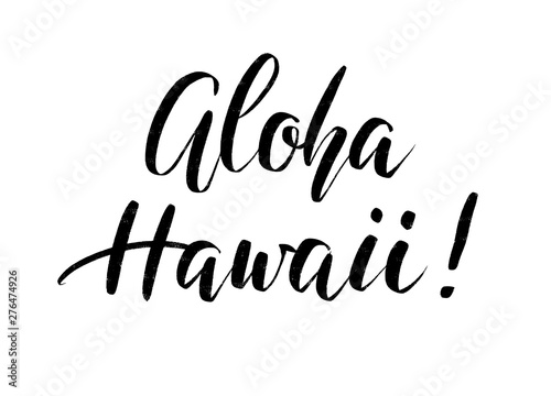 Vector hand drawn summer inscription Aloha, Hawaii.