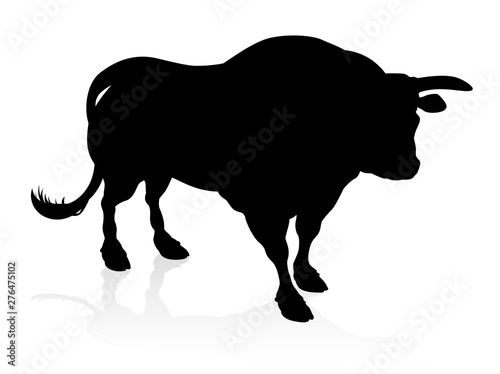 A high quality detailed bull male cow cattle animal silhouette