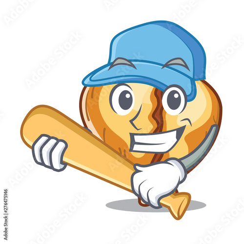 Playing baseball tortellini isolated with the mascot