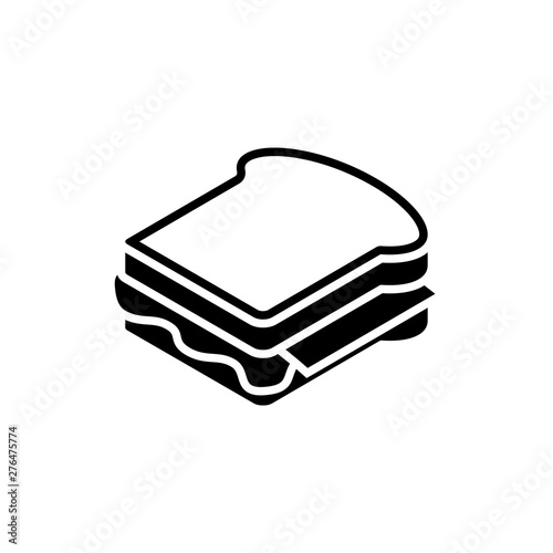 Sandwich black icon on white background. Fastfood illustration
