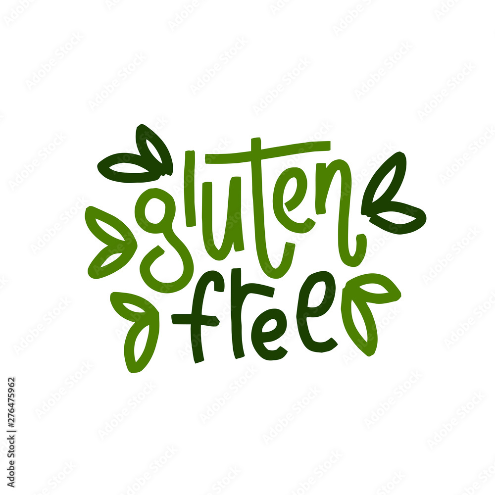Fototapeta premium Gluten free flat hand drawn lettering. Slogan for package, label, cover, brochure, bag. Poster typography design elements