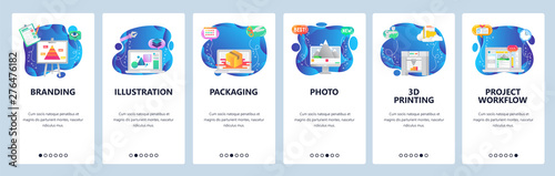 Website and mobile app onboarding screens vector template