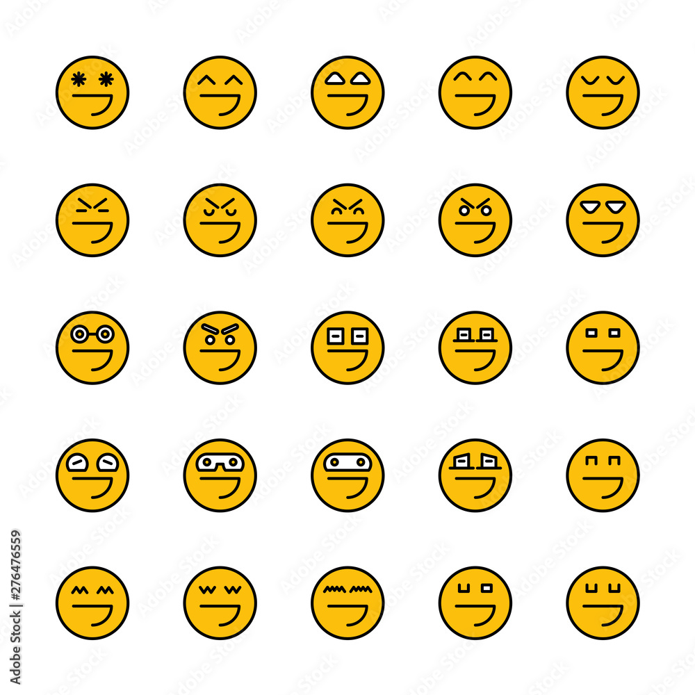 emoticon icons yellow face emoji buttons