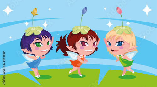 cute fairies character graphic icon