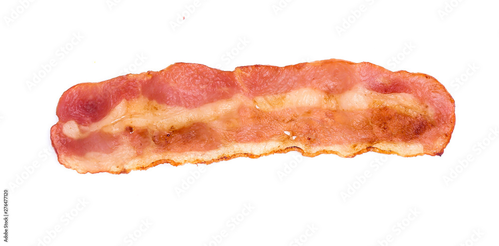 Cooked bacon rashers isolated on white Cooked bacon rashers isolated on white