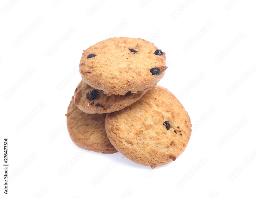 Chocolate chip cookies isolated on white background. Sweet biscuits Chocolate chip cookies isolated on white background. Sweet biscuits