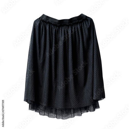 Black tulle skirt on white background. Isolate
