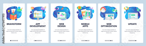 Website and mobile app onboarding screens vector template