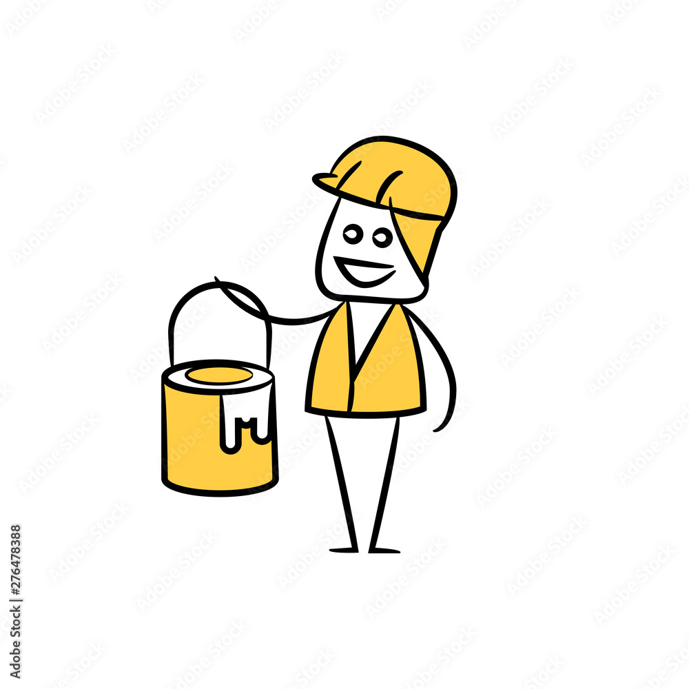 engineer holding bucket, doodle stick figure design engineer holding bucket, doodle stick figure design