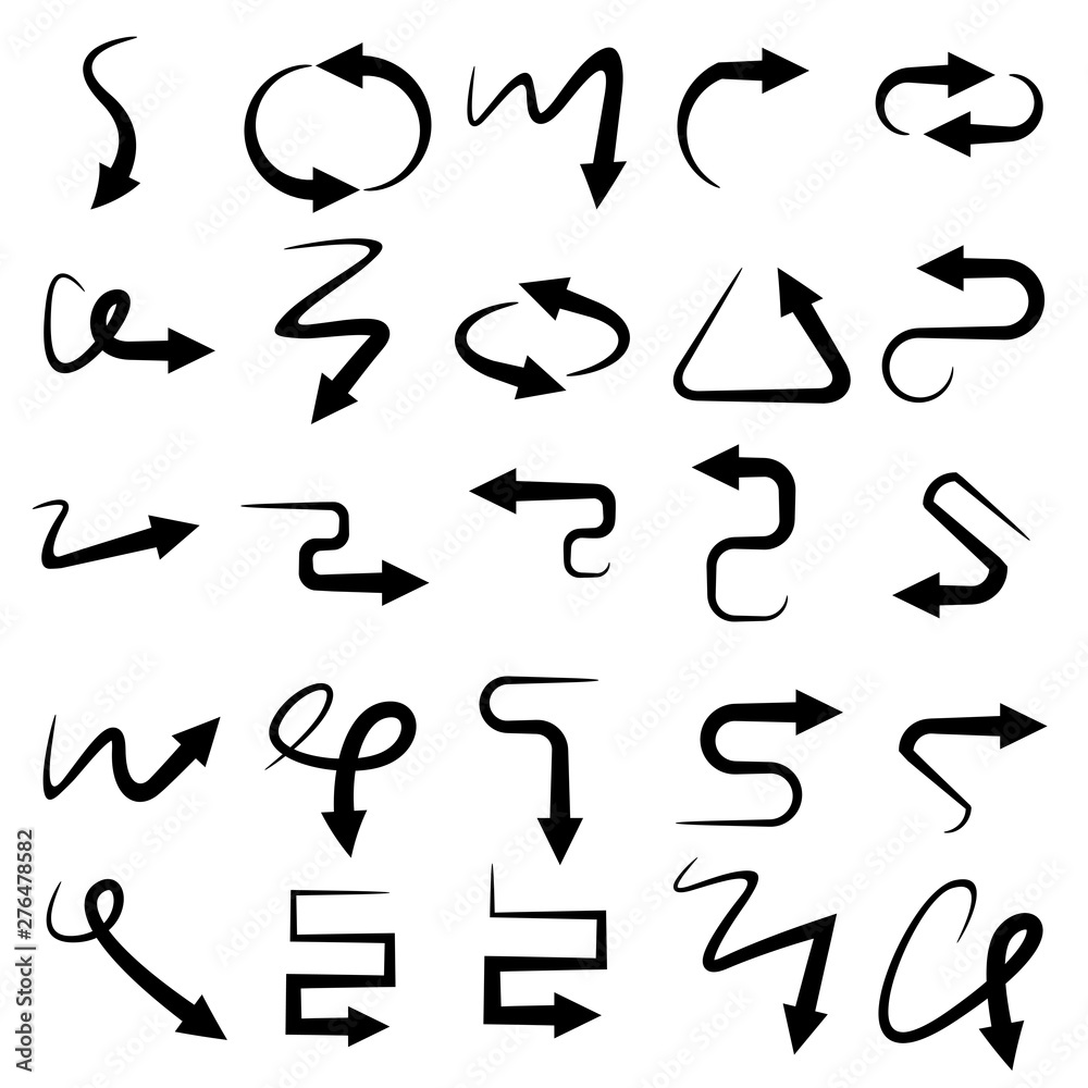 curve arrow icons vector set