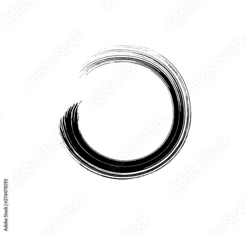 Brush mascara circle stroke isolated on white background. Vector curved paint texture or lash scribble makeup swatch.