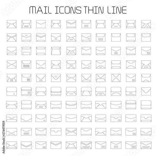 mail, email  and envelope icons set line design