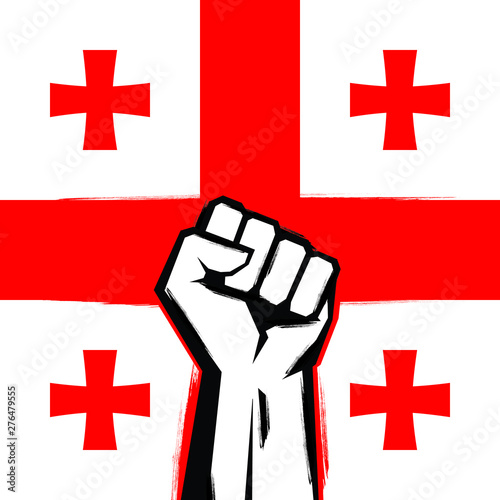 Georgia Revolution Poster. Crowd protest for freedom and democracy design.