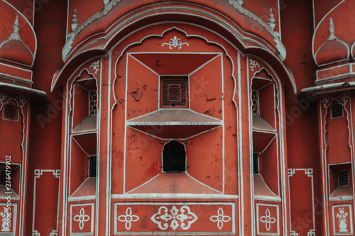 Closeup shot of the windows of Hawa Mahal, Jaipur, India photo