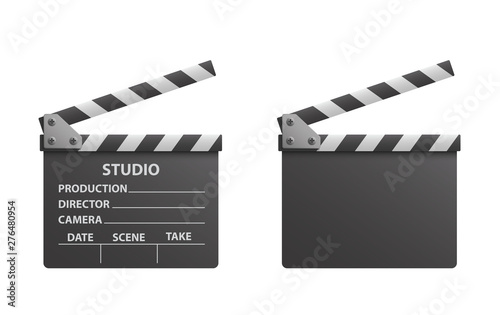 Print op canvas Vector realistic of black open clapperboard or clapper - stock vector