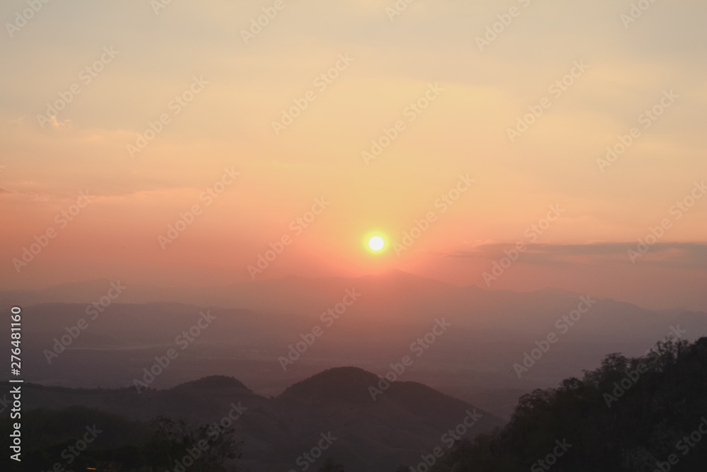 Landscape mountain with sky sunset.