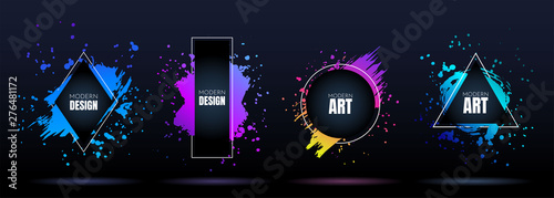Vector frame for text. Modern Art graphics. Dynamic frame stylish geometric black background. Element for design business cards, invitations, gift cards, flyers and brochures
