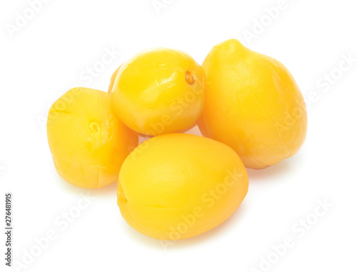 peach halves isolated on white background