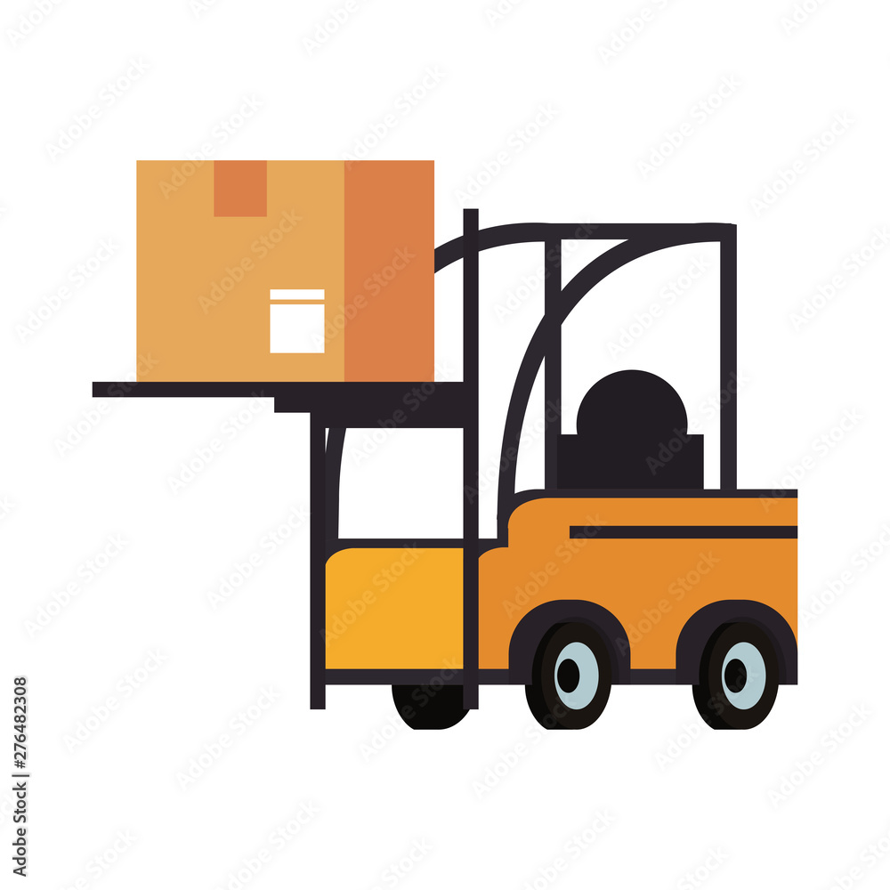 Warehouse and shipping forklift with cargo