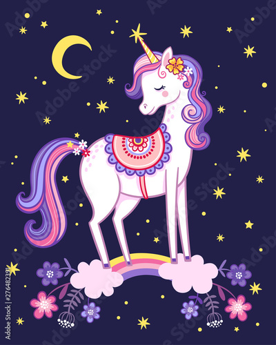 Dekoracja na wymiar  unicorn-is-standing-on-a-rainbow-on-the-background-of-the-night-sky