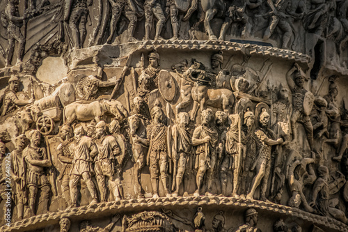 Trajan column in Rome, close up