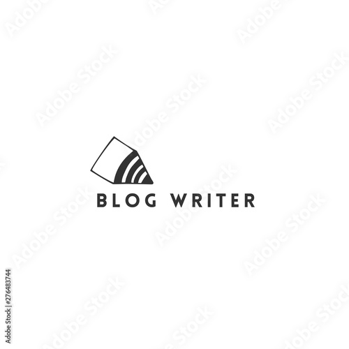 A pencil tip with a wi-fi sign  vector hand drawn logo template. Writing  copywrite and publishing theme.