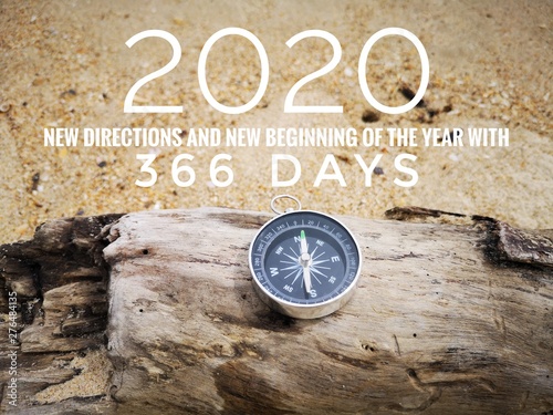 2020 a leap year with additional one day on February 29th and 366 days in lunar calendar design for synchronize the calendar year with compass background.