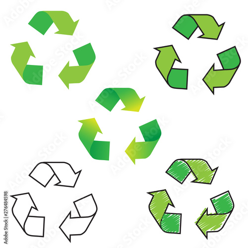 recycle sign. Recycled arrows set. Green color. Vector clip art
