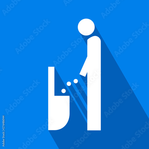 Man Lavatory Icon. Men Rest Room Sign. Toilet for Gents Symbol Vector. Men Toilet Sign vector image. Man Lavatory Icon with Long Shadow.
