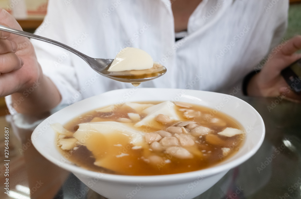 Taiwan snacks of iced tofu pudding