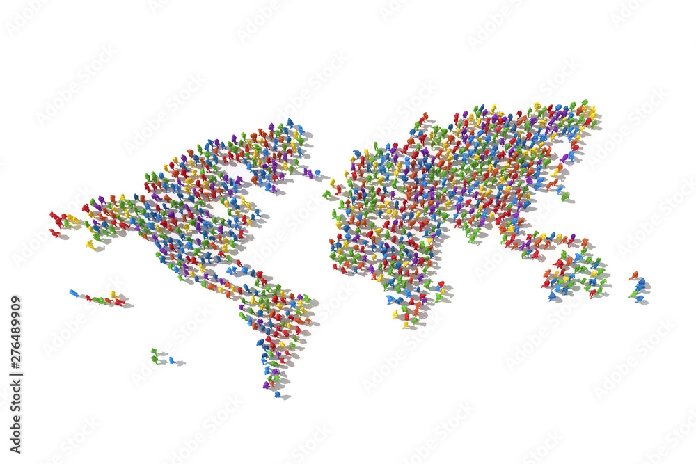 Fototapeta premium Human Crowd Forming A World Map
