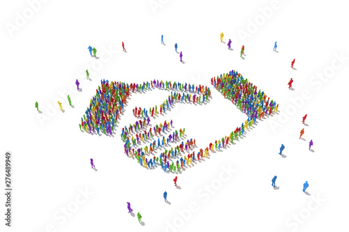 Human Crowd Forming A Handshake symbol: Bonding And Social Media Concept