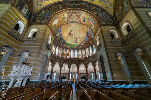 St Louis  Missouri   USA - January 15 2019  The South transept of Cathedral basilica of St Louis depicting scene of Jesus appearing before Mary after Resurrection