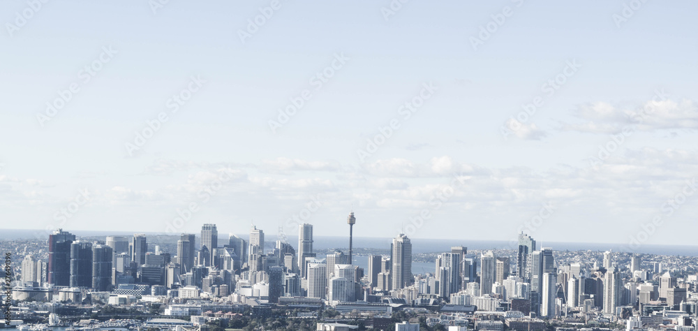 Naklejka premium Sydney, Sydney skyline, Ariel view, nice day, rustic