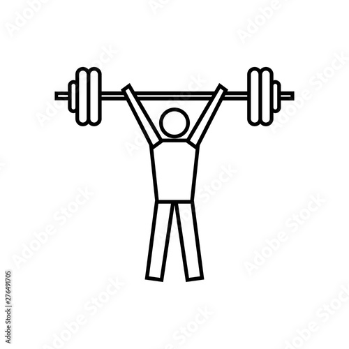 Military press icon in line style isolated on white background. Gym and workout symbol. training activities at the fitness center using a barbell. - vector