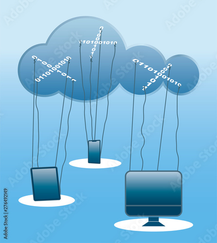 Cloud computing concept illustration like a marionette theatre