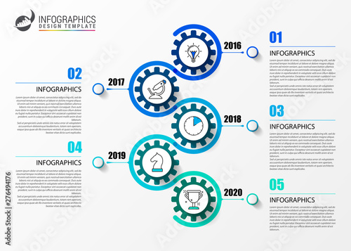 Infographic design template. Timeline concept with 5 steps