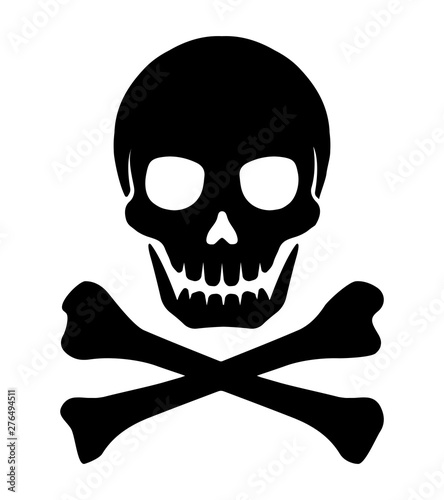 Crossbones skull mark flat vector illustration ( danger / warning) photo