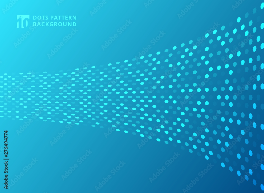 Abstract technology style dots neon pattern curve on blue background. Abstract technology style dots neon pattern curve on blue background.
