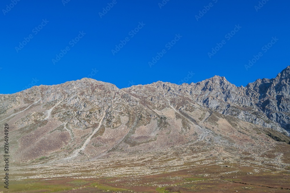 Rocky alpine meadow with mountains in background Rocky alpine meadow with mountains in background