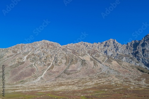 Rocky alpine meadow with mountains in background © Muhammad