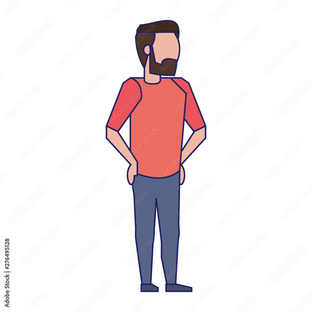 Young man faceless avatar with casual clothes blue lines