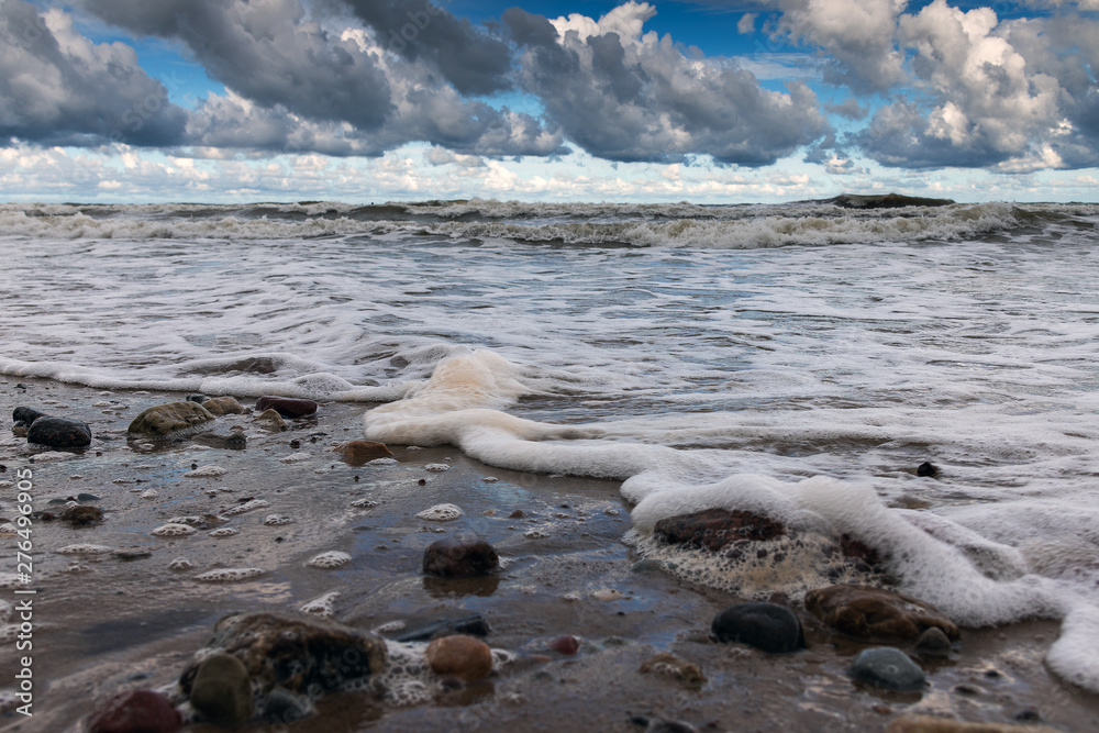 Obraz premium Stormy Baltic sea at Liepaja, Latvia.