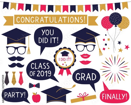 Graduation party vector set