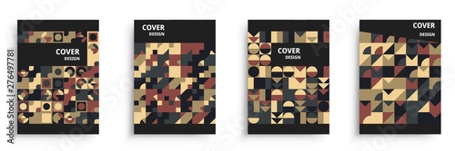 Set of geometric cover design with colorful shapes. A4 format brochure. Template for poster, flyer, book, business card, catalog, report etc.