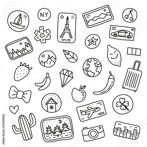 Set of doodle souvenir magnets.