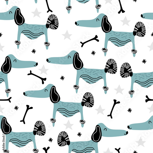 Dog pattern with cute chara...