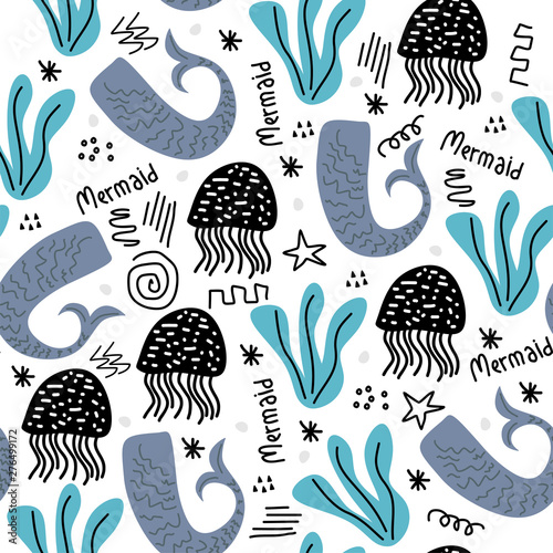 Scandinavian mermaid seamle...