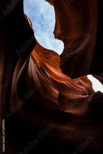 glimpse of blue sky Antelope Canyon Arizona on Navajo land near Page,Arizona, Utah, United states of America, 